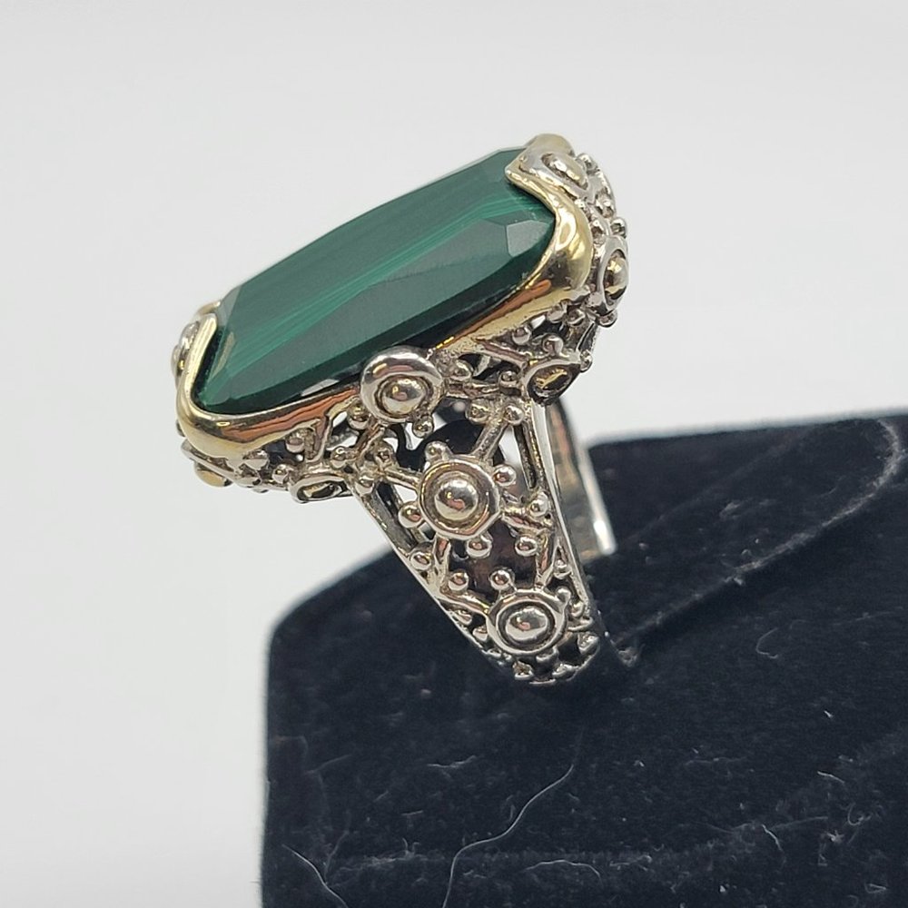 925 Sterling Malachite Statement Ring - image 3